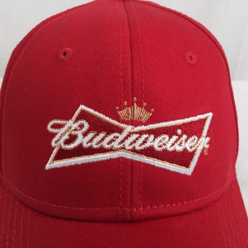 New Vintage Budweiser Beer Trucker Hat Snapback Cap Embroidered Script Red‎